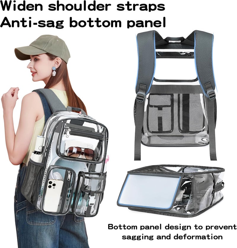 Cusangel Clear Dark Gray Backpack, Heavy Duty Men Clear BookBag,16inch TPU Large Capacity See Through Backpack for Sport Events,transparent plastic Travel,Work School,stadiums - Image 4